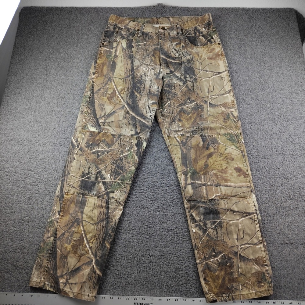 Wrangler Realtree AP Camo Double Knee Pants Mens 36x32 Camouflage Hunting Work